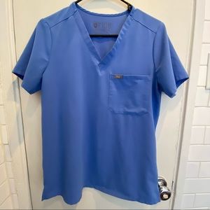 Womens Catarina One Pocket Scrub Top Size Small Ceil Blue
